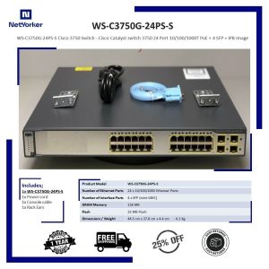 Cisco Catalyst 3750G WSC3750G24TE V05 24 Port Gigabit Network Switch