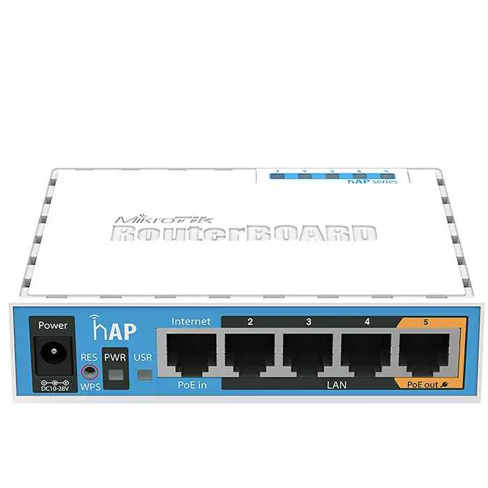 MikroTik hAP RB951UI-2ND Wireless Router - 5x Fast Ethernet, 2.4GHz Wi-Fi, PoE-out