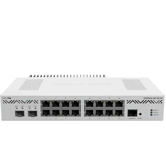 MikroTik CCR2004-16G-2S+PC Ethernet Router - 16x Gigabit Ethernet, 2x 10G SFP+