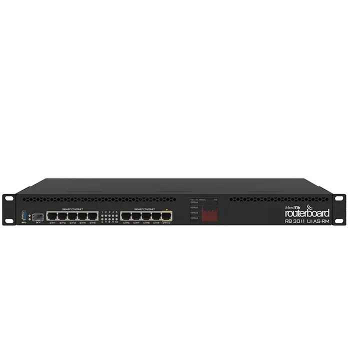 MikroTik RB3011UiAS-RM Ethernet Router - 10x Gigabit Ethernet, SFP, USB 3.0