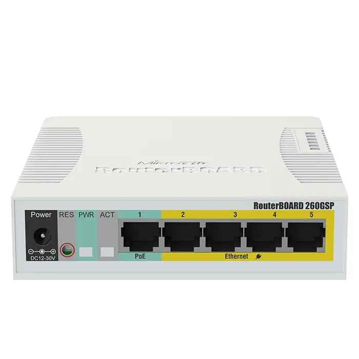 MikroTik RB260GSP Network Switch - 5x Gigabit Ethernet, PoE-Out, SFP