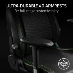 Razer Iskur V2 NewGen Black/Green Ergonomic Gaming Chair – HyperFlex™ Lumbar Support, 4D Armrests, CoolTouch™ EPU Leather