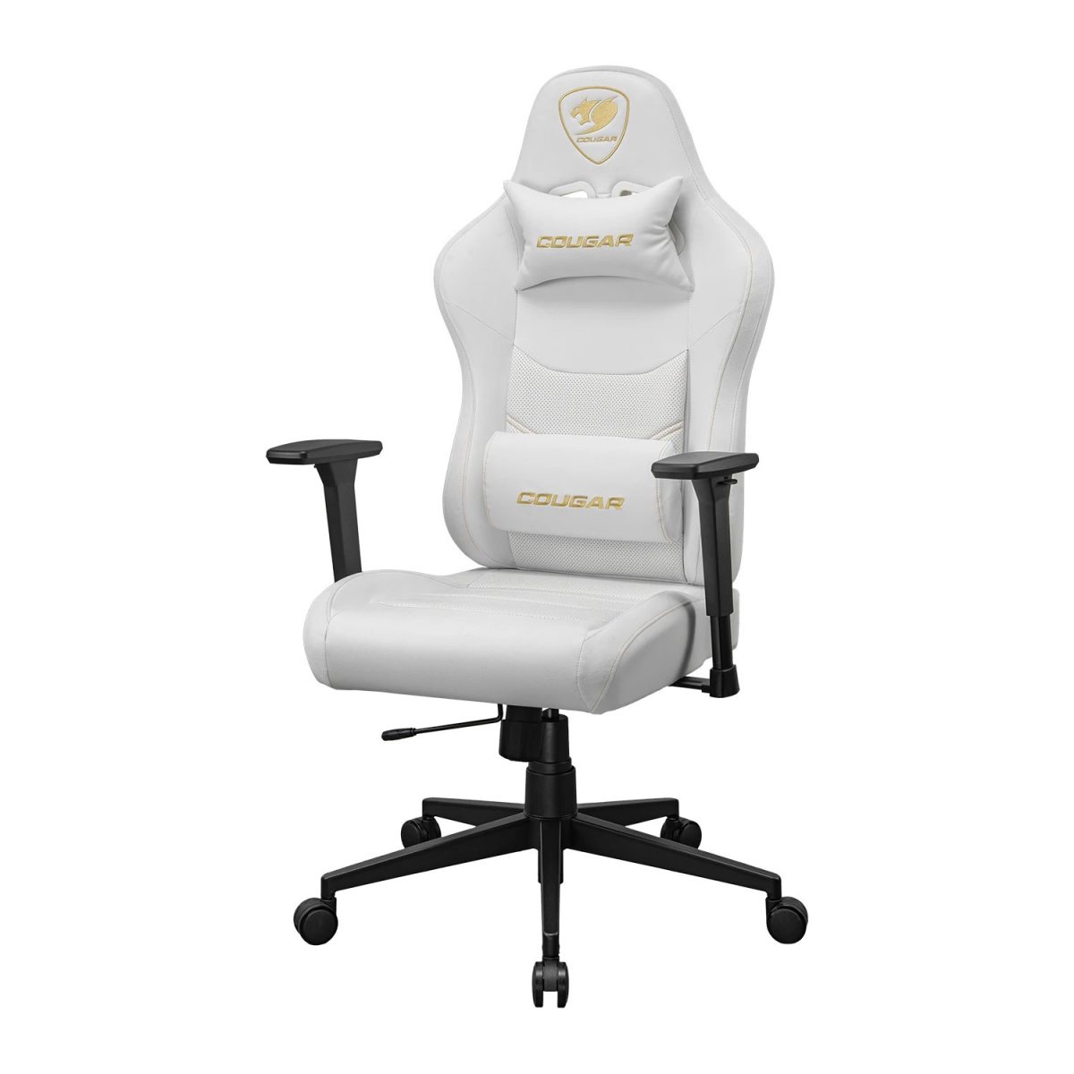 Cougar Pryme Premium Ergonomic Gaming Chair – PVC Leather Adjustable Seat Depth, Head & Lumbar Pillow – White