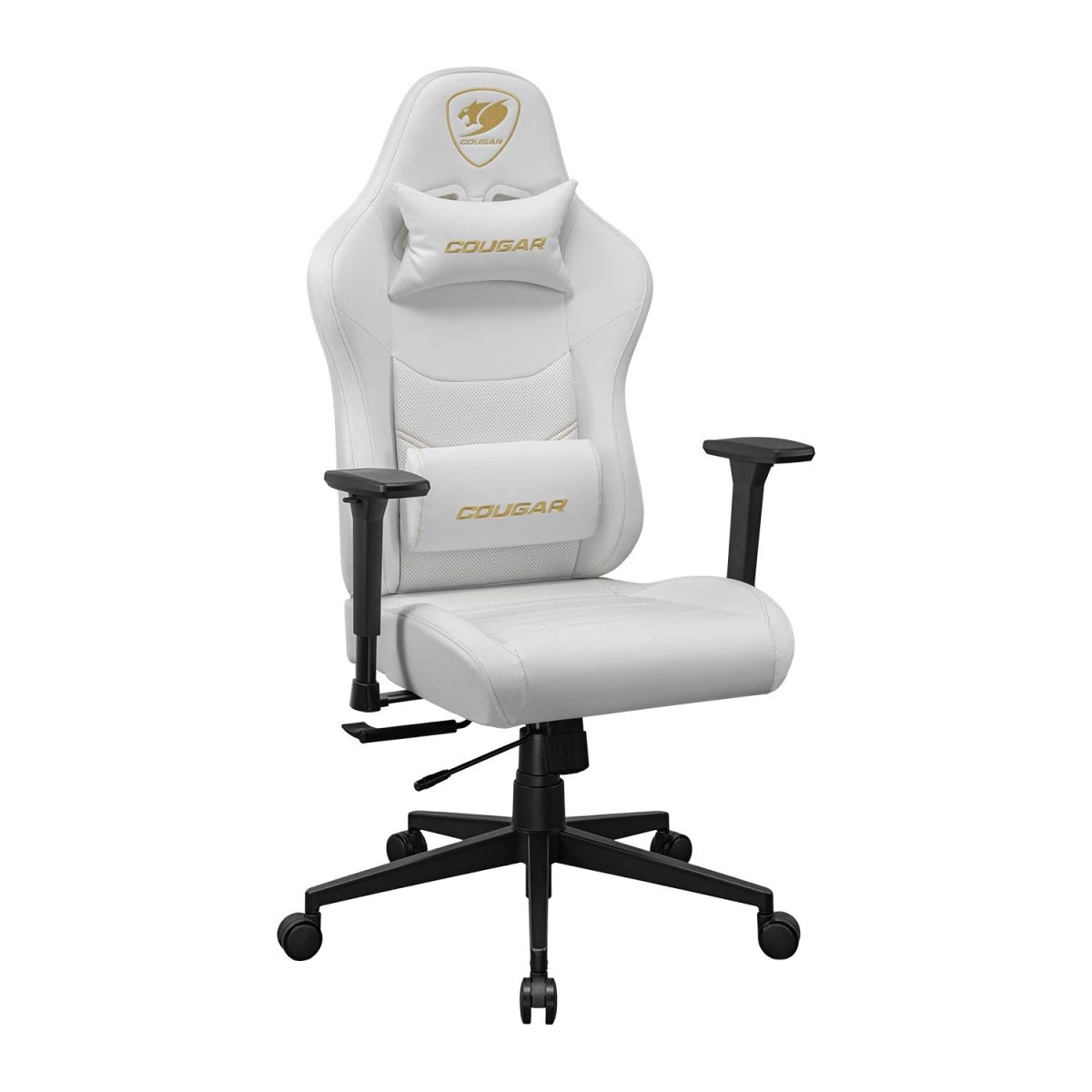 Cougar Pryme Premium Ergonomic Gaming Chair – PVC Leather Adjustable Seat Depth, Head & Lumbar Pillow – White