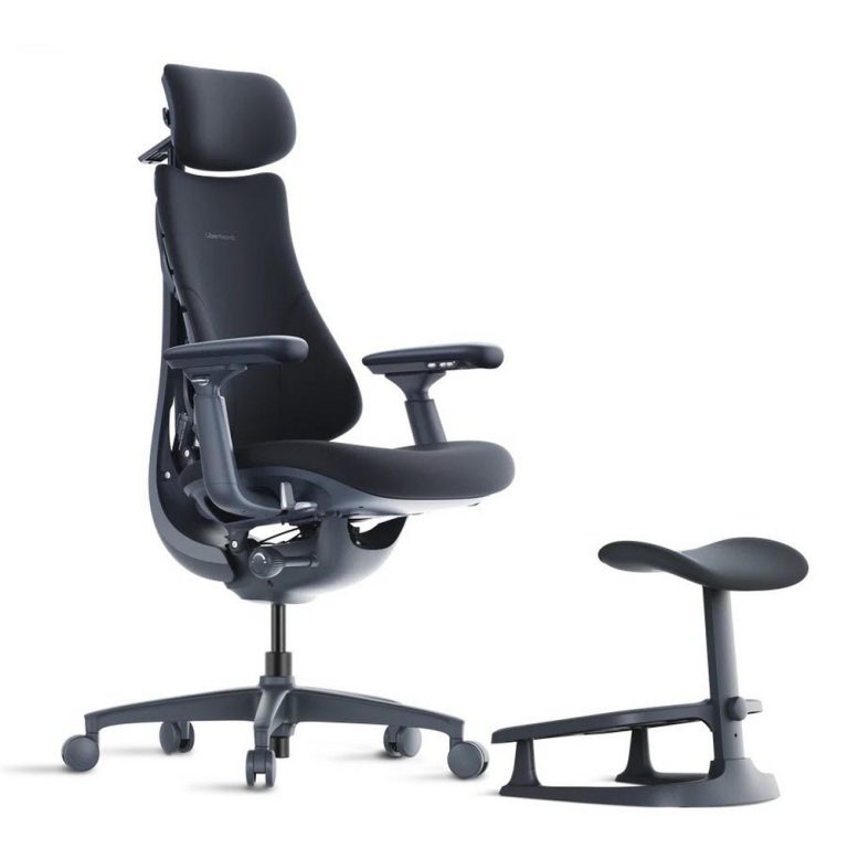 LiberNovo Omni Dynamic Ergonomic Chair – Standard Bundle with Footrest (48cm Seat Depth) Midnight Black