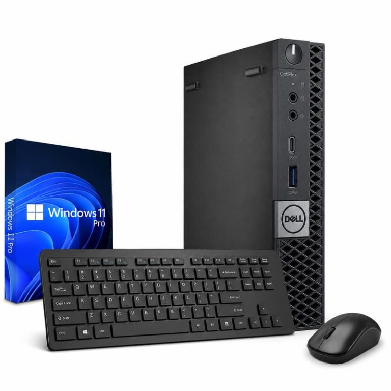 Dell Micro 7050 Desktop PC | Intel i5-7th 2.7GHz | 8GB DDR4 RAM | 128GB SSD + 500GB HDD | Wireless K & M | Wi-Fi | Win11 - Black