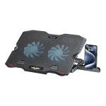 Amaze A504 Dual-Fan Laptop Cooling Pad – Ergonomic Stand with Blue LED Lighting, Adjustable Height & Dual USB Ports (For Laptops Up to 15.6 Inch)