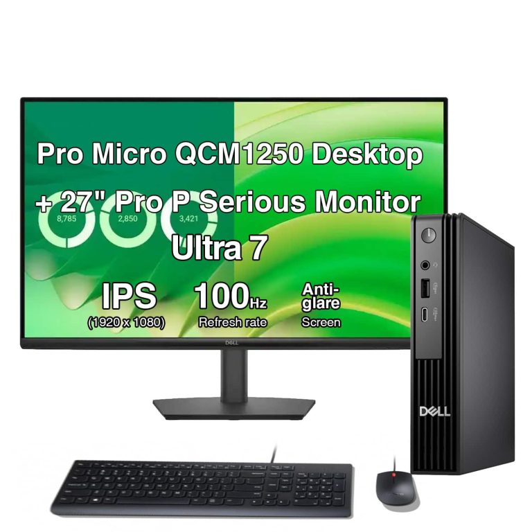 Dell - Upgraded - Pro Micro Desktop (Ultra 7 265T vPro, 32GB, 1TB SSD, Intel Graphics, WiFi 6E, BT 5.4, Win 11 Pro)with 27"monitor 1Pack