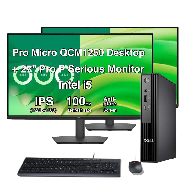 Dell - Pro Micro Mini Desktop (i5-14500T, 16GB, 256GB SSD, Intel UHD 770, Win 11 Pro)with 27" monitor 2 Pack - Black