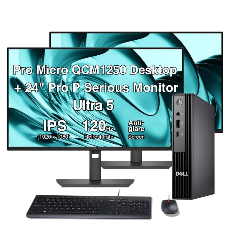 Dell - Pro Micro Mini Desktop (Ultra 5-235T, 16GB, 512GB SSD, Intel Graphics, WiFi 6E,BT5.4, Win 11 Pro)with 24" monitor 2 Pack - Black
