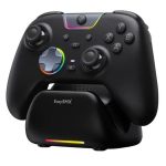 EasySMX X05 Pro Black Wireless Gaming Controller with Charging Dock– Hall Effect Joysticks, Tri-Mode Connectivity, 1000Hz Polling Rate, RGB, PC/Switch/Android/iOS